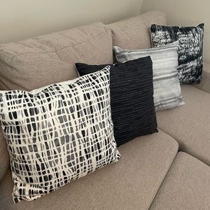 Black and gray throw pillows